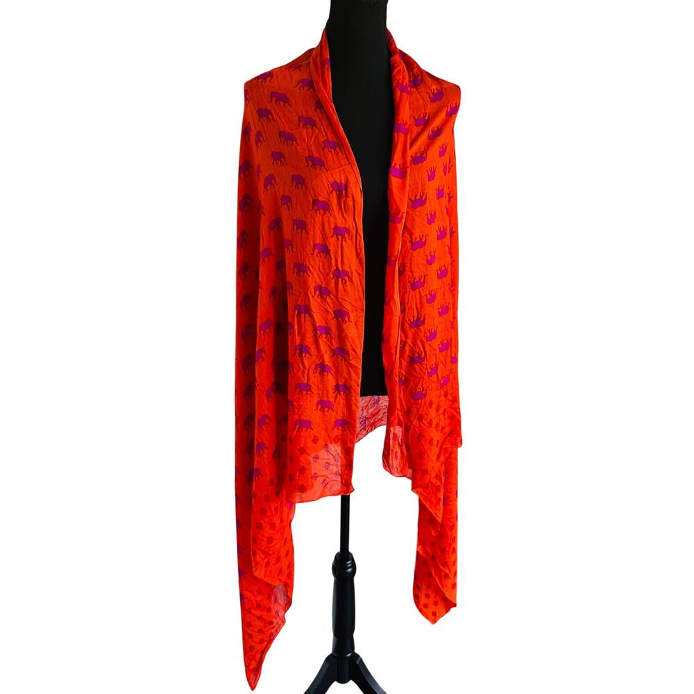 Stella & Dot Poppy Elephant Scarf - NWOT Orange and Magenta
